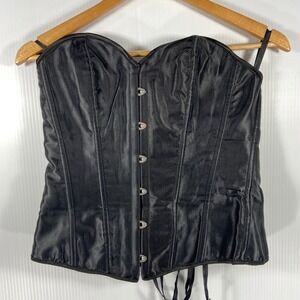 Black‎ Satin Corset Bustier Top Sweetheart Neckline Womens XL
